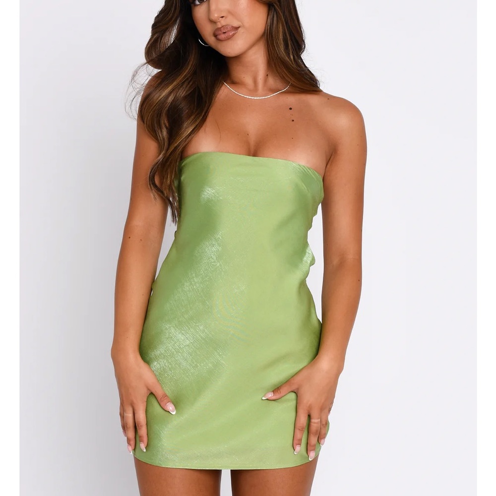 Green dress white fox